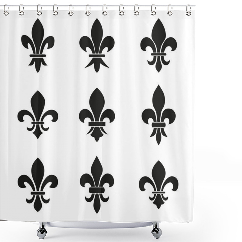 Personality  Set Of Emblems Fleur De Lys Symbols Shower Curtains