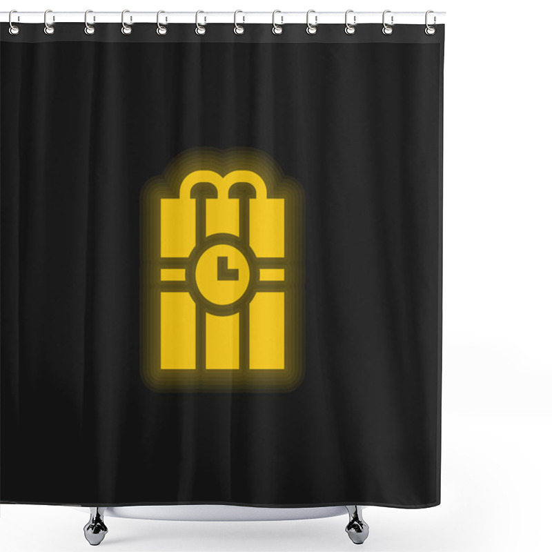 Personality  Bomb Yellow Glowing Neon Icon Shower Curtains