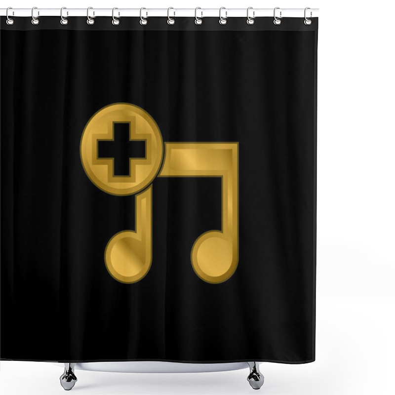 Personality  Add Song Interface Symbol Gold Plated Metalic Icon Or Logo Vector Shower Curtains