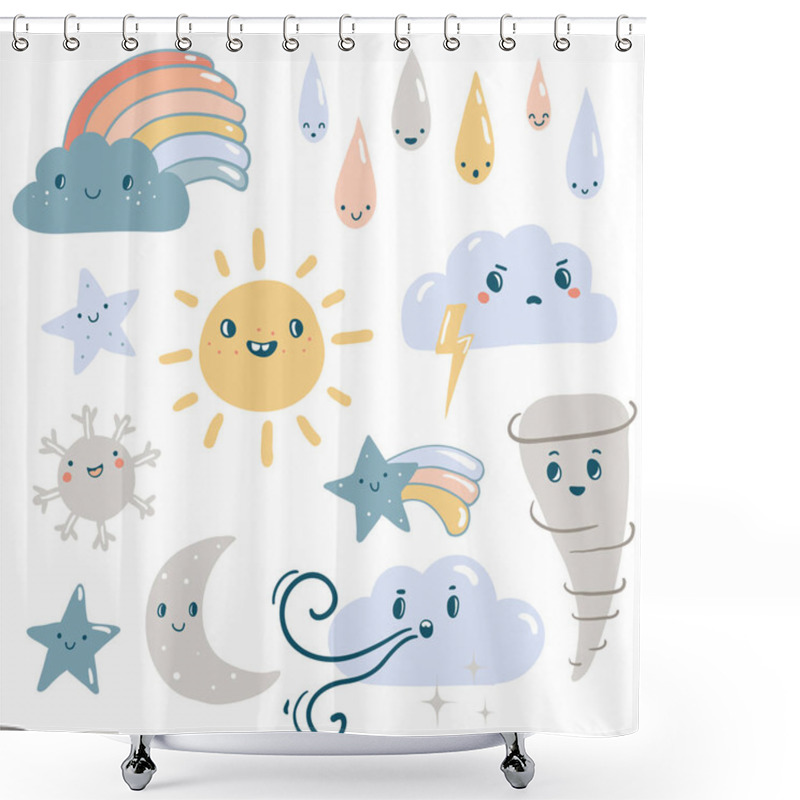 Personality  Funny Weather Vector Set. Shower Curtains