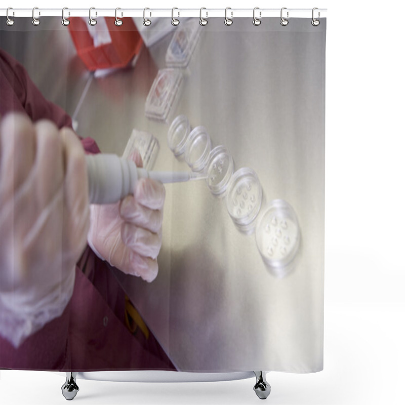 Personality  Embryologist Preparing Cultures In Laboratory Shower Curtains