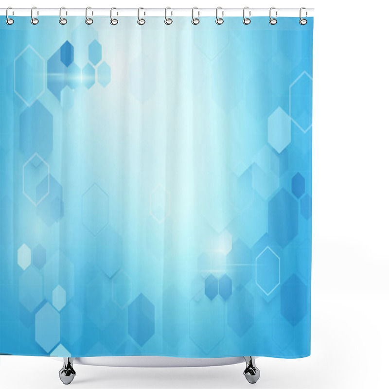 Personality  Abstract Geometric Hexagons Shape. Science And Medicine Concept On Soft Blue Background Shower Curtains