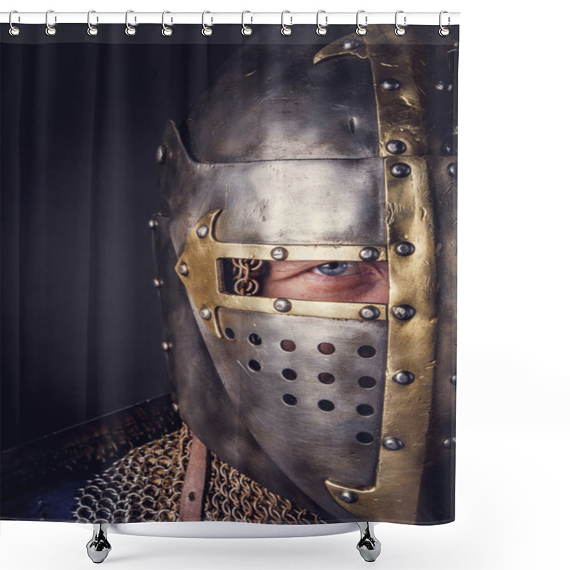 Personality  A Knight With A Sword And Helmet Shower Curtains