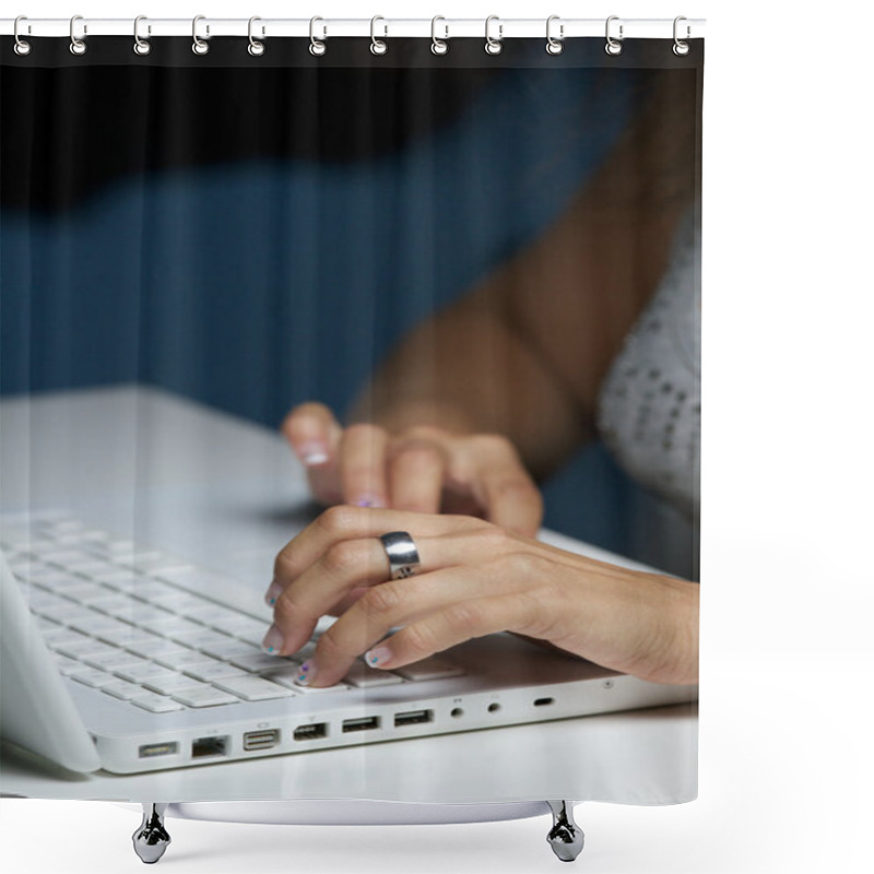 Personality  Hands On Laptop Shower Curtains