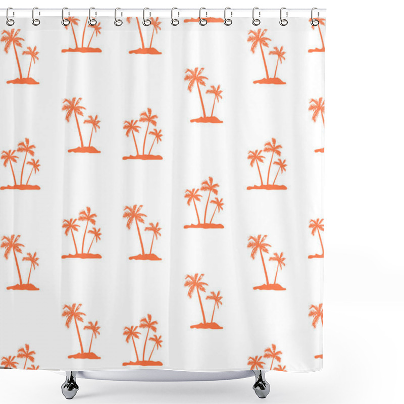 Personality  Tropical Floral Pattern With Repeating Coconut Trees Isolated On White Background. Vector Illustration Shower Curtains