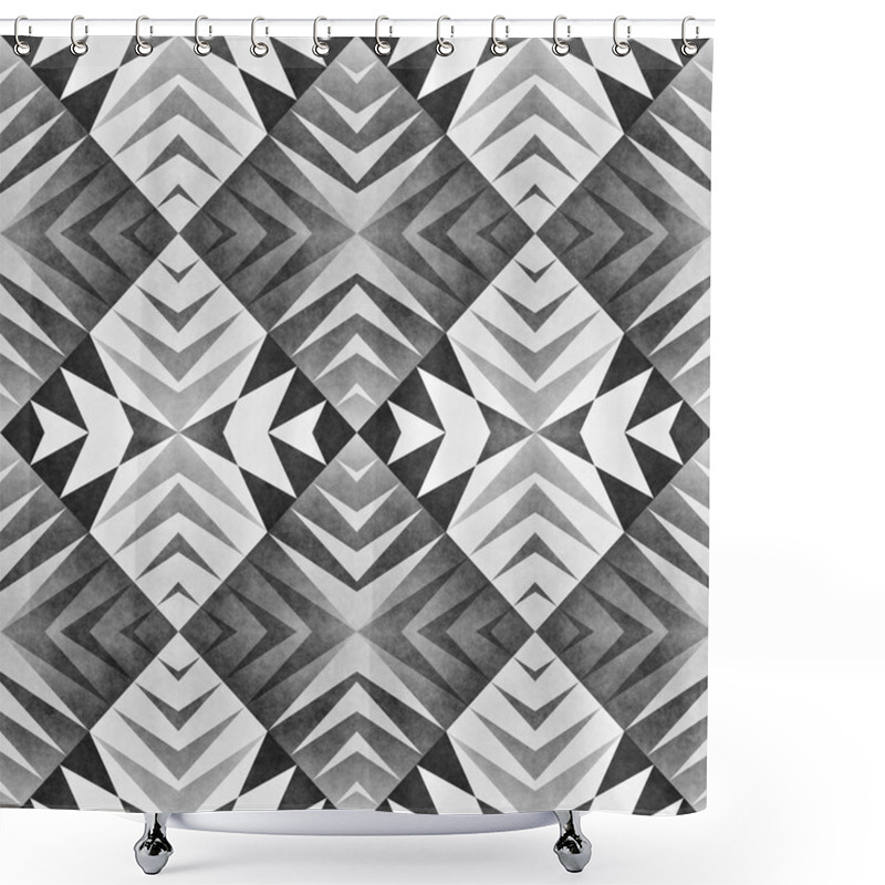 Personality  Monochrome Tribal Seamless Pattern. Aztec Style Abstract Geometric Art Print. Shower Curtains