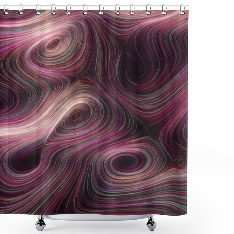 Personality  Magic Vortex Lines, Fantasy Wave Pattern, 3d Rendering. Computer Digital Drawing. Shower Curtains