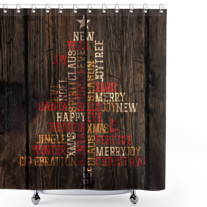 Personality  Xmas Tree Words Composition. Shower Curtains