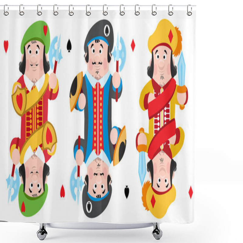 Personality  Cartoon Character For Playing Cards: Jacks Of Hearts, Spades And Diamonds Shower Curtains