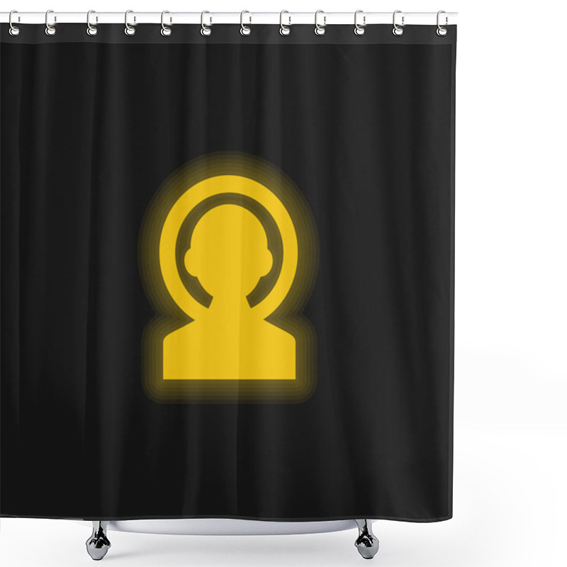 Personality  Astronaut Yellow Glowing Neon Icon Shower Curtains