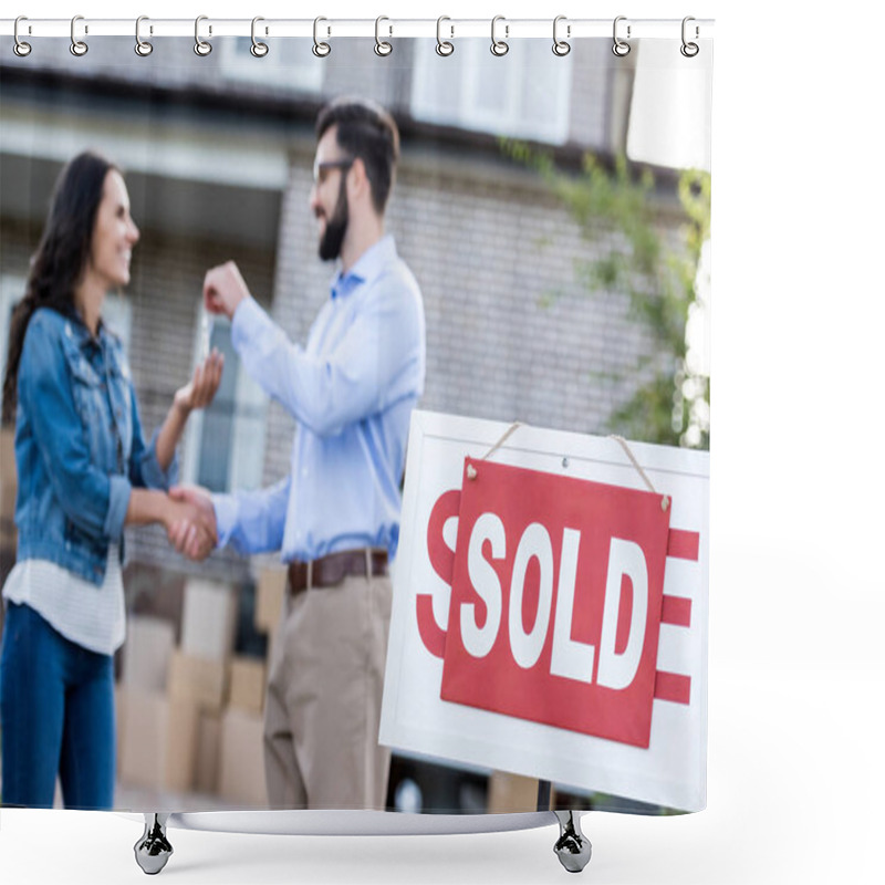 Personality  Woman Buying New House Shower Curtains