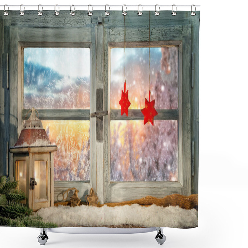 Personality  Atmospheric Christmas Window Sill Decoration Shower Curtains