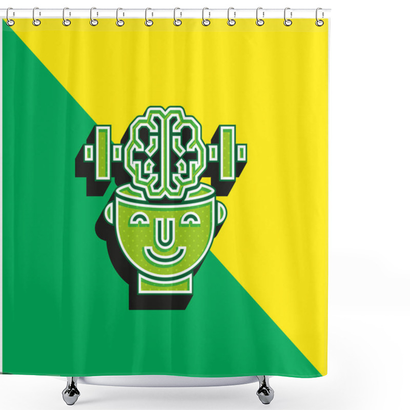 Personality  Brain Green And Yellow Modern 3d Vector Icon Logo Shower Curtains