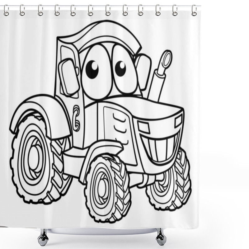 Personality  Tractor Cartoon Character Shower Curtains