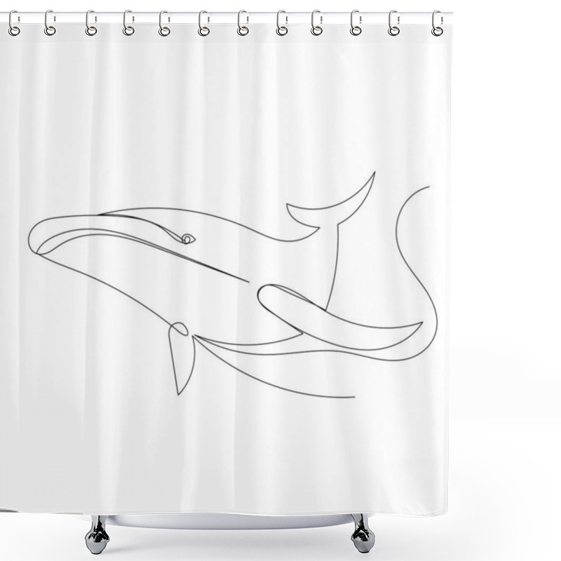 Personality  Whale Drawing By One Continuous Line, Sketch Shower Curtains