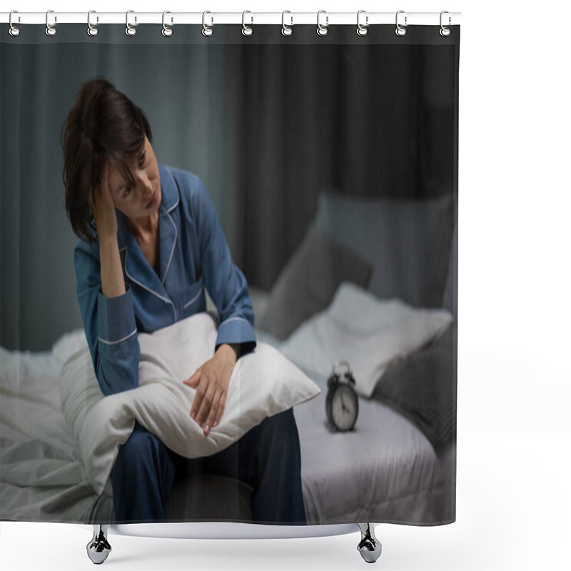 Personality  Woman With Insomnia At Night Shower Curtains