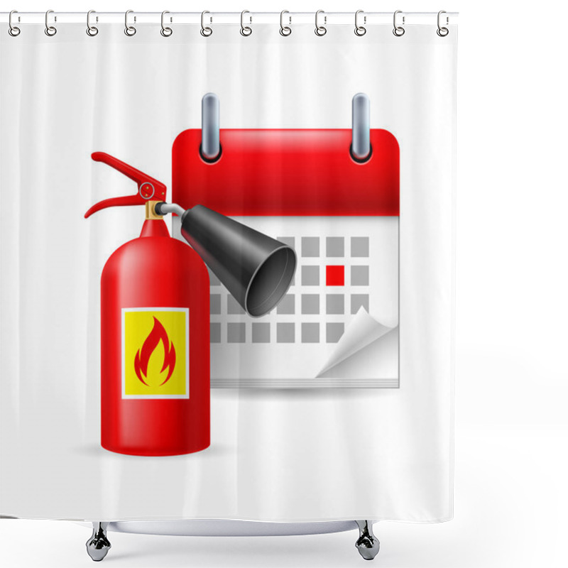 Personality  Fire Extinguisher And Calendar Shower Curtains