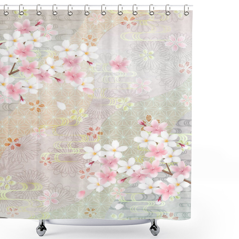 Personality  Cherry Blossoms Spring Flower Background Shower Curtains