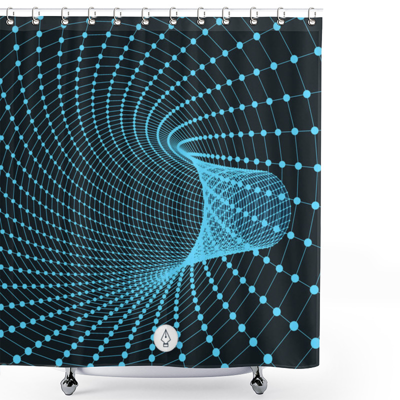 Personality  Abstract Tunnel Grid. 3d Vector Illustration. Shower Curtains