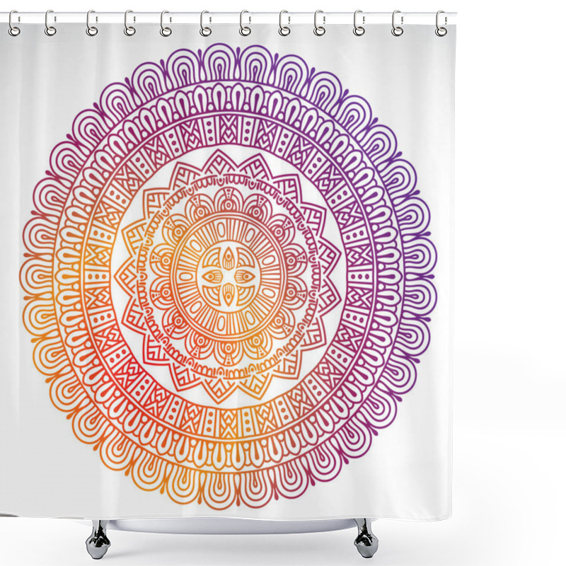 Personality  Round Gradient Mandala On White Isolated Background Shower Curtains