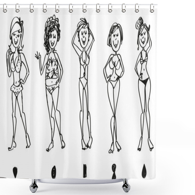 Personality  Female Body Shapes Set Shower Curtains