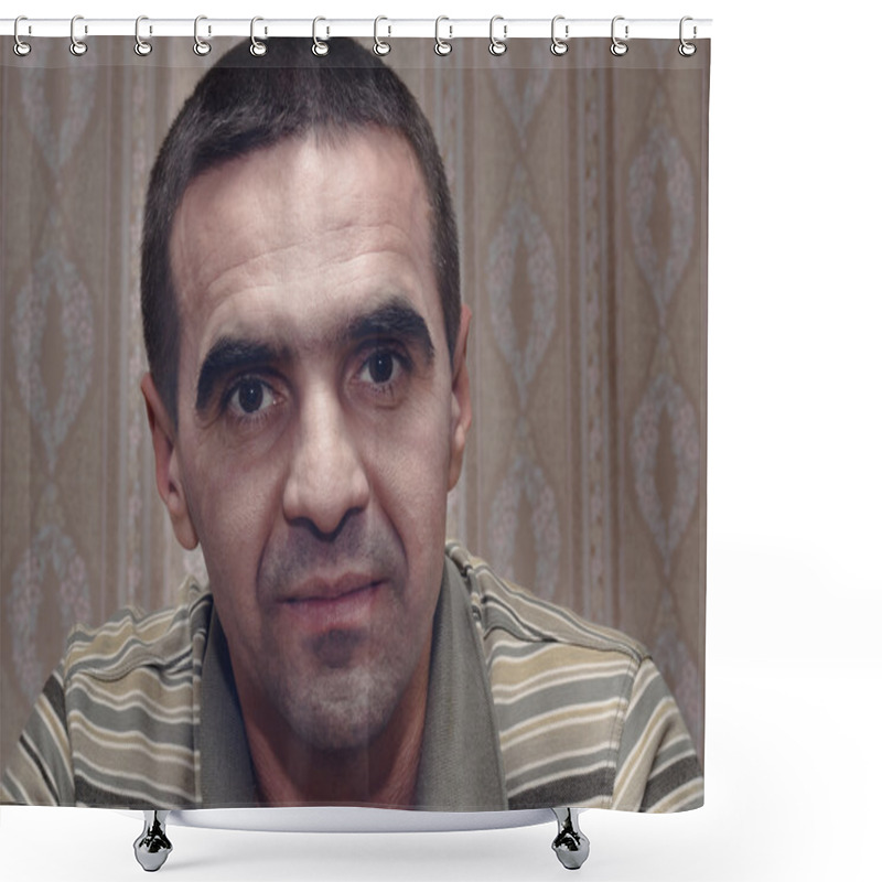 Personality  Middle-aged Man With A Serious Intent Expression Shower Curtains