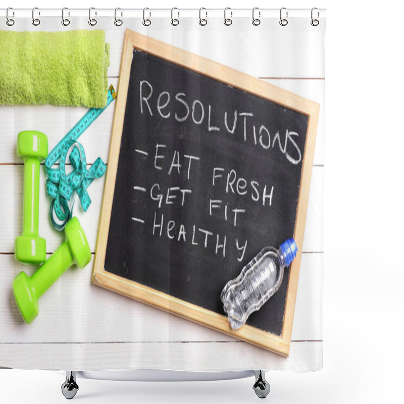 Personality  Resolutions Like Eat Fresh, Get Fit And Healthy Shower Curtains