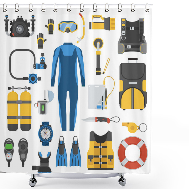 Personality  Scuba Diving And Snorkeling Set Shower Curtains