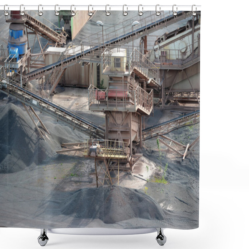 Personality  Stone Crusher Machine In An Open Pit Mine. Mining Industry Shower Curtains