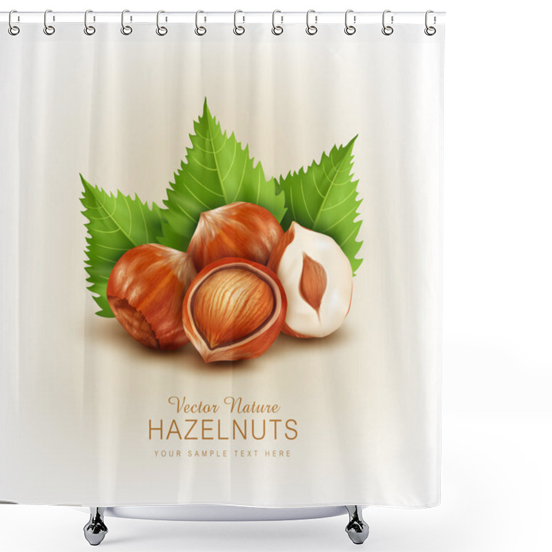 Personality  Hazelnuts With Green Leaves Shower Curtains