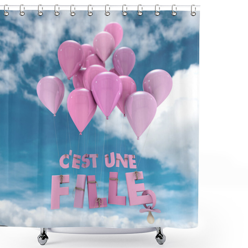 Personality  French Baby Girl Birth Announcement Sky Shower Curtains