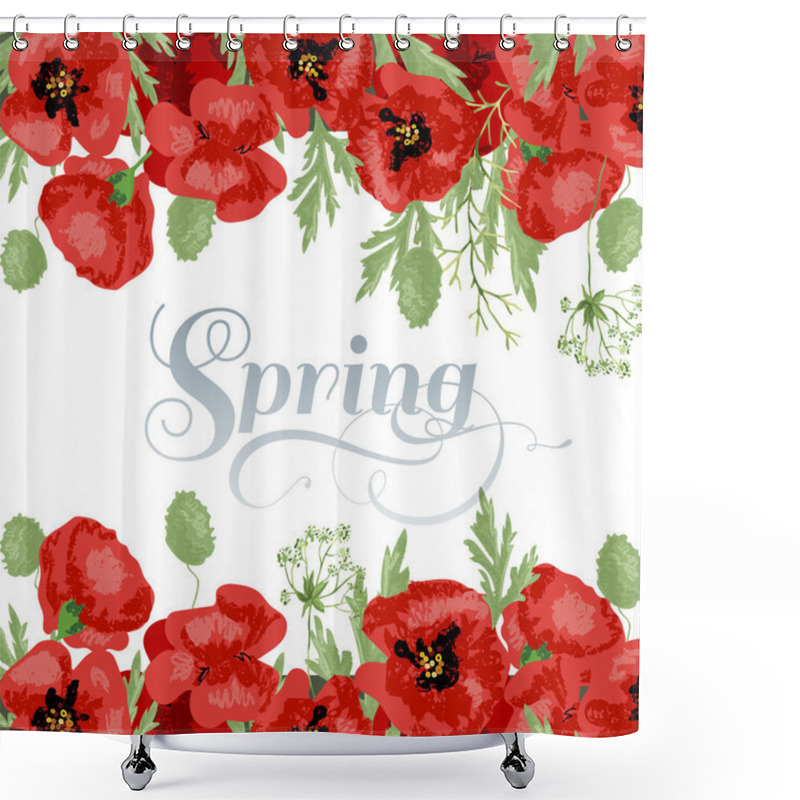 Personality  Spring Background With Poppies Shower Curtains