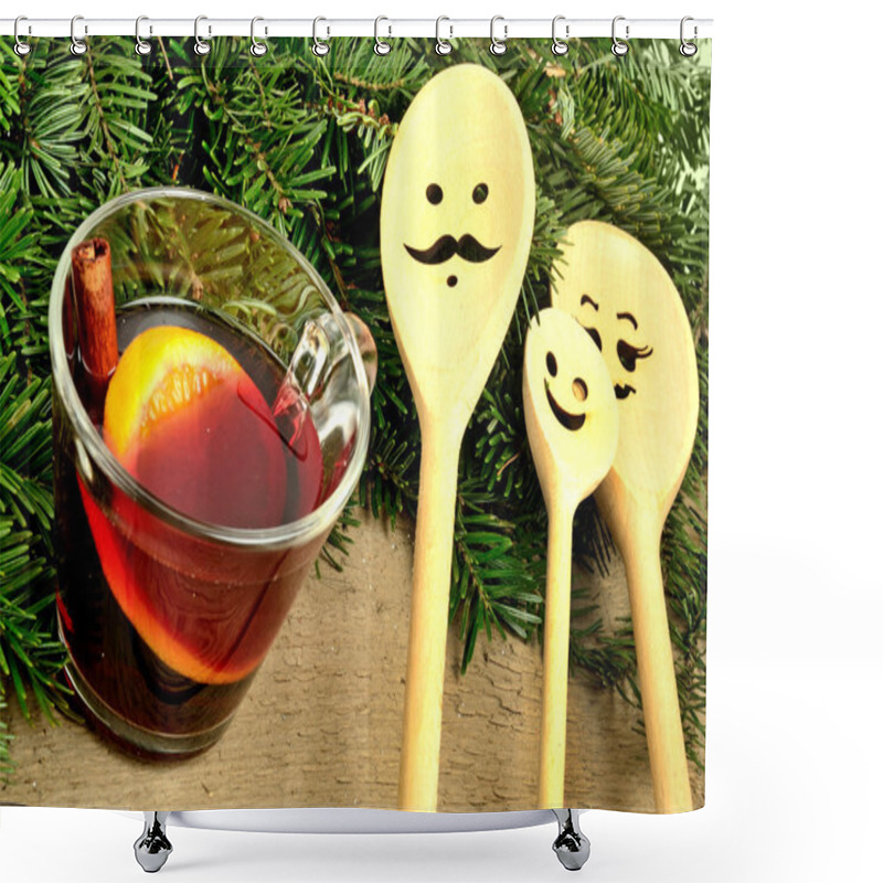 Personality  Mulled Wine With Family Wooden Spoon Shower Curtains