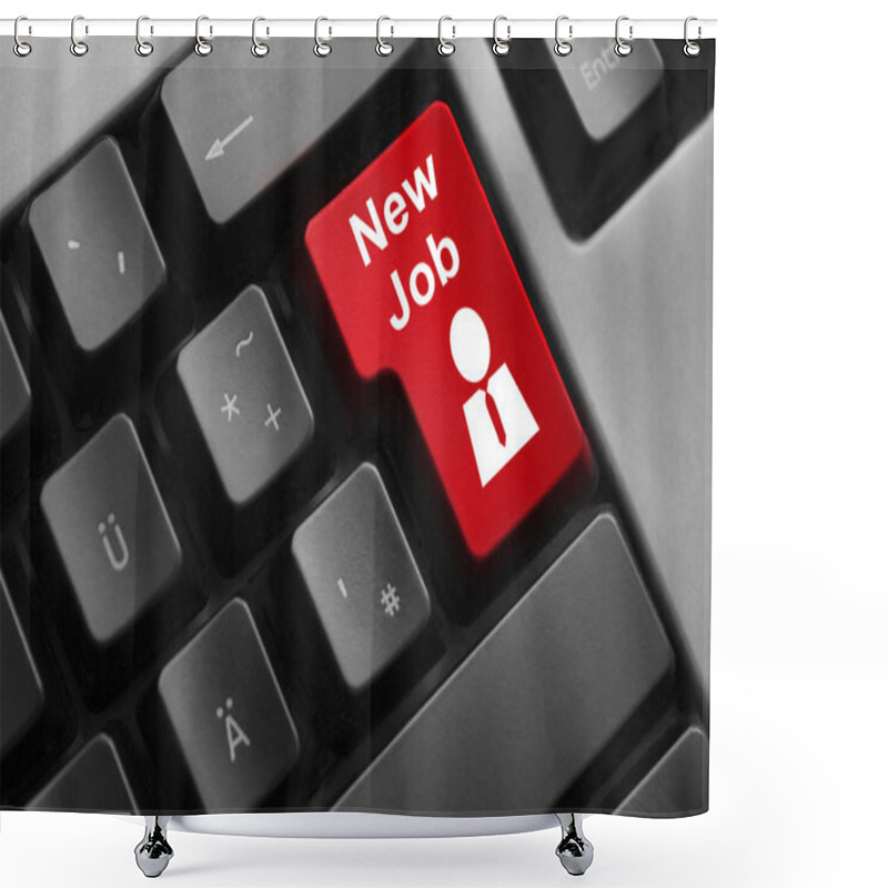 Personality  Keyboard Red Button New Job Employee Shower Curtains