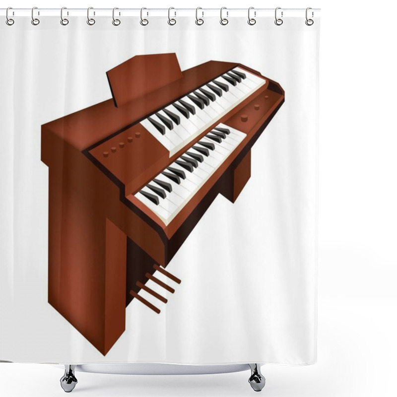 Personality  A Retro Pipe Organ Isolated On White Background Shower Curtains