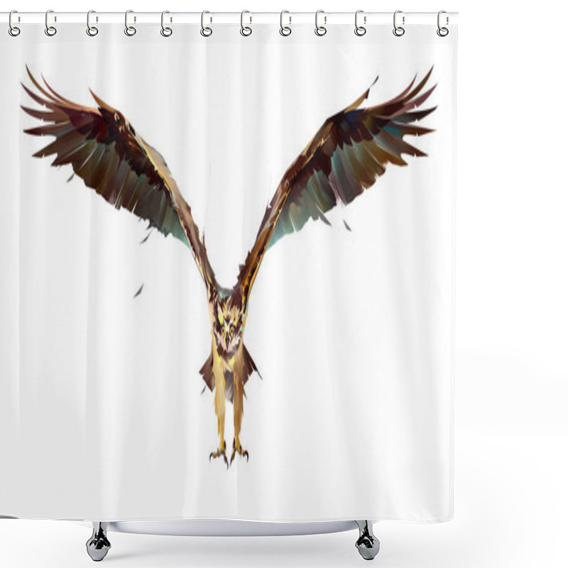 Personality  Painted Bird Osprey In Flight On A White Background Shower Curtains