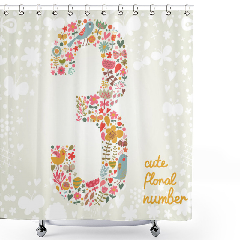 Personality  The Number Three. Shower Curtains