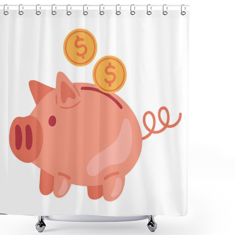 Personality  Wealth Saving Piggy Bank Prosperity Icon Isolated Shower Curtains