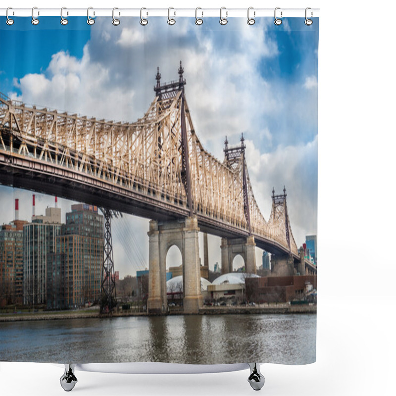 Personality  Ed Koch Queensboro Bridge From Manhattan To Queens. View On Roosevelt Island And East River. Shower Curtains