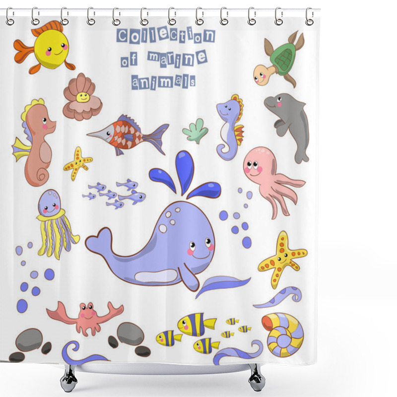 Personality  Collection Of Marine Animals And Fish. Shower Curtains