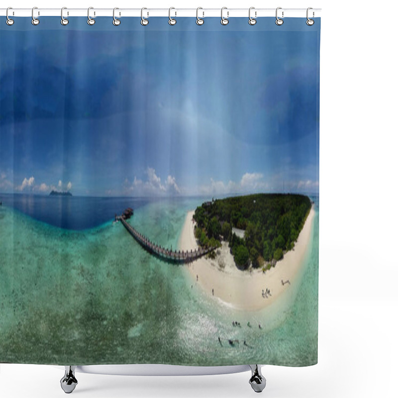 Personality  Aerial View Of Tropical Island With Sandy Beach. Malaysia. Pompom Islet. 360 Panorama VR. Shower Curtains