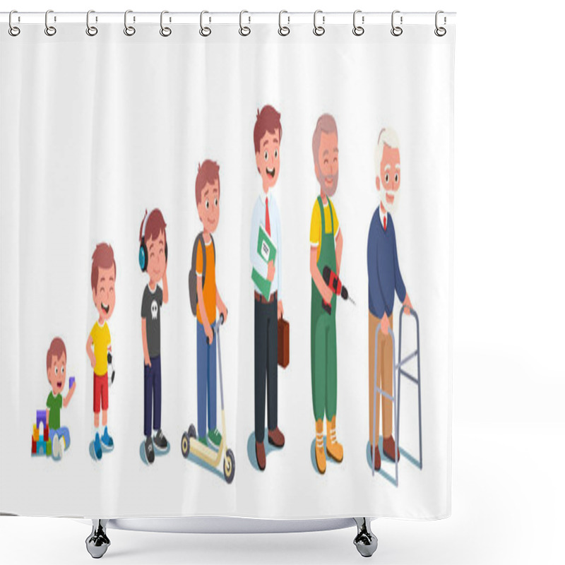 Personality  Generations Set From Newborn Child To Old Man Shower Curtains