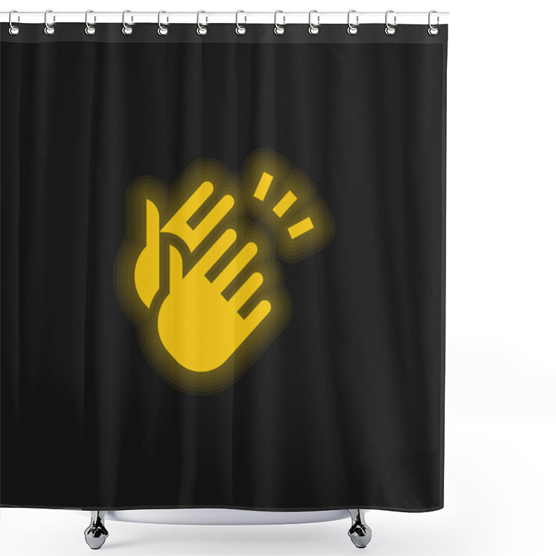 Personality  Applause Yellow Glowing Neon Icon Shower Curtains