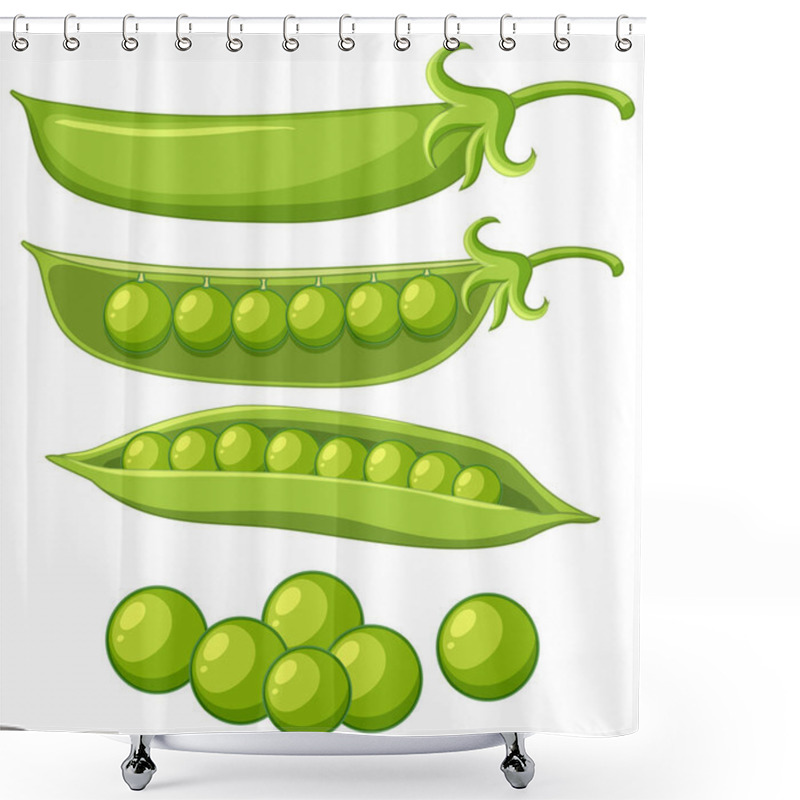 Personality  Isolated Green Peas Cartoon Illustration Shower Curtains