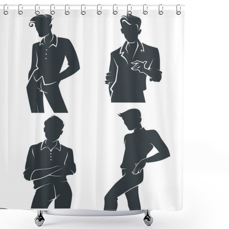 Personality  Silhouettes Of Fashionable Handsome Man Shower Curtains