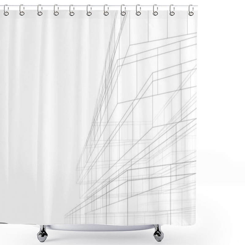 Personality  Abstract Architectural Wallpaper Design, Digital Concept Background Shower Curtains