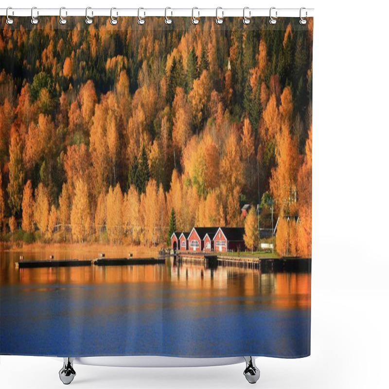 Personality  Golden Autumn At The Coast At Docksta In Northern Sweden. Shower Curtains