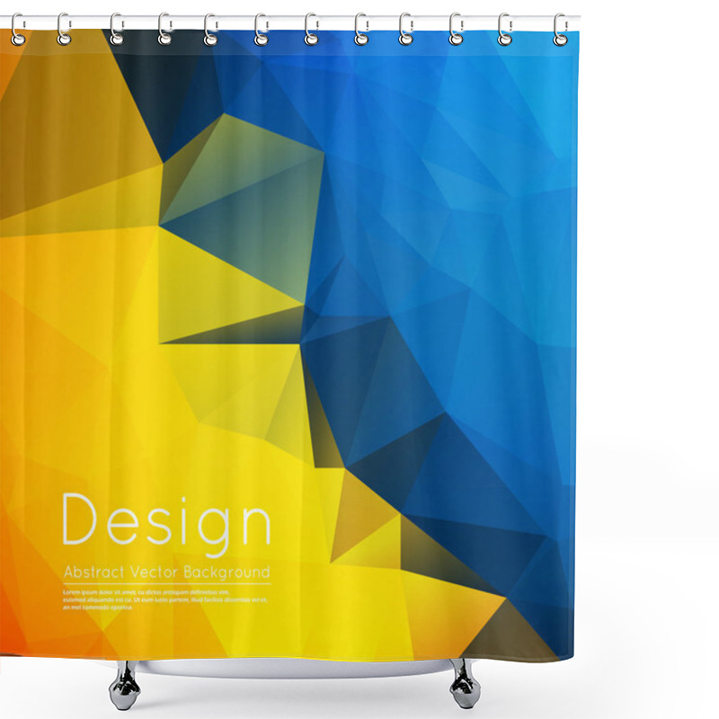 Personality  Abstract Composition, Text Frame Surface, Yellow, Blue Wallpaper, Creative Figure, Crystal Facets Icon, Title Sequence, Startup Display, Screen Saver, Banner Form, Flier Fashion, EPS10 Vector Image Shower Curtains