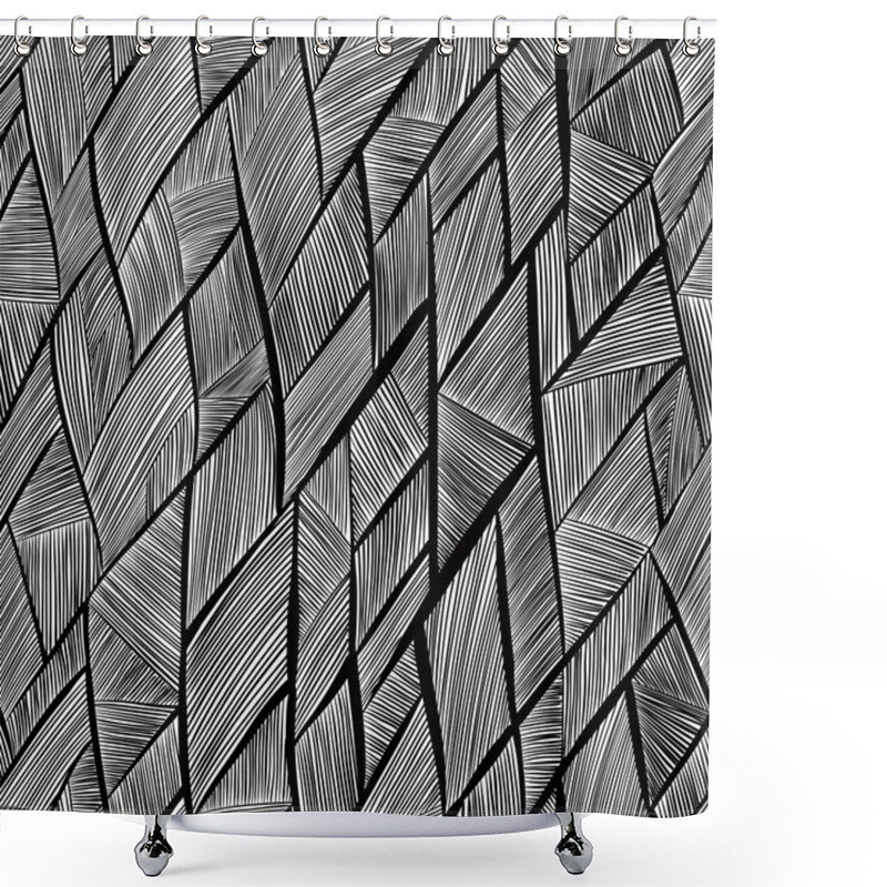 Personality  Seamless Pattern Black And White Abstract Lines. Shower Curtains