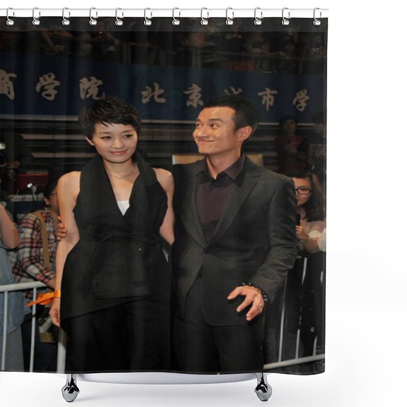 Personality  Chinese Actor Wen Zhang, Right, And His Actress Wife Ma Yili Attend The Closing Ceremony Of The 19th Beijing Student Film Festival In Beijing, China, 26 April 2012 Shower Curtains